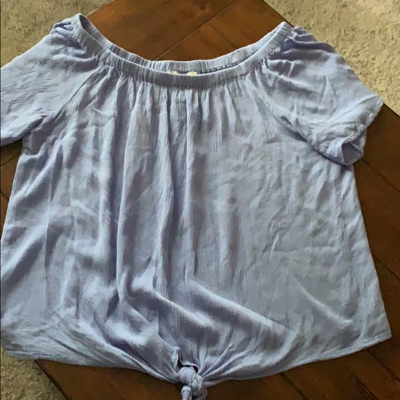 GUILTY || Front Tie Off The Shoulder Shirt - Picture 1 of 3